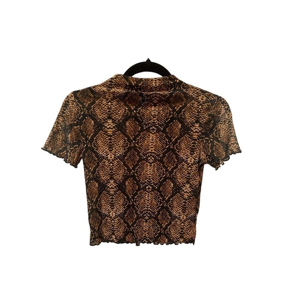 Women’s Sheer Snake Print Cropped Top Medium - Picture 2 of 4